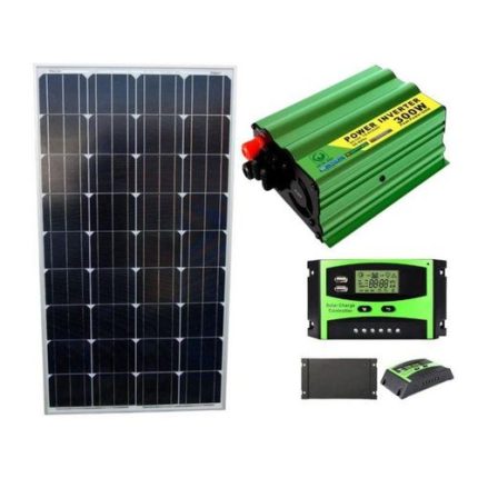 Solarmax 100Watts Solar Panel All Weather Monocrystalline 25 Years Warranty+ Free 300W Solar Inverter DC to AC 300 W Inverter + 10AH Solar Charge Controller