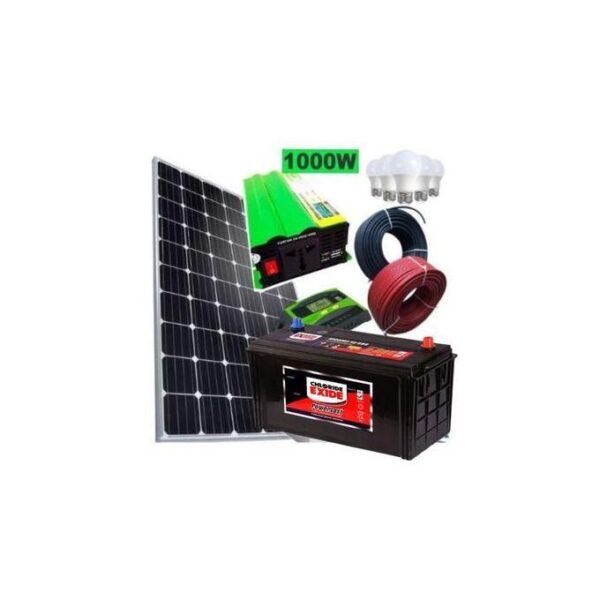 Sunlight Solar 150 Watts Solar Panel FullKit + 100AH Chloride Solar Battery + 1000W Solar Power Inverter + 5 DC Bulbs