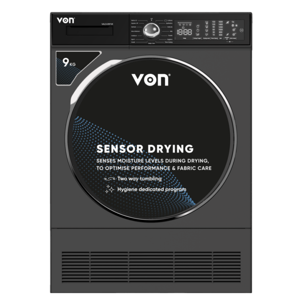 Von VALD-09FVK Dryer, 9KG - Silver