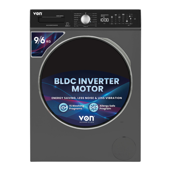 Von VAWD-906FVK Front Load Washer Dryer 9/6 KG - Silver